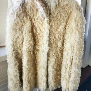 Vintage natural curly lamb fur coat